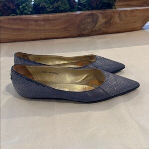 Jimmy Choo Blue Snakeskin Flats